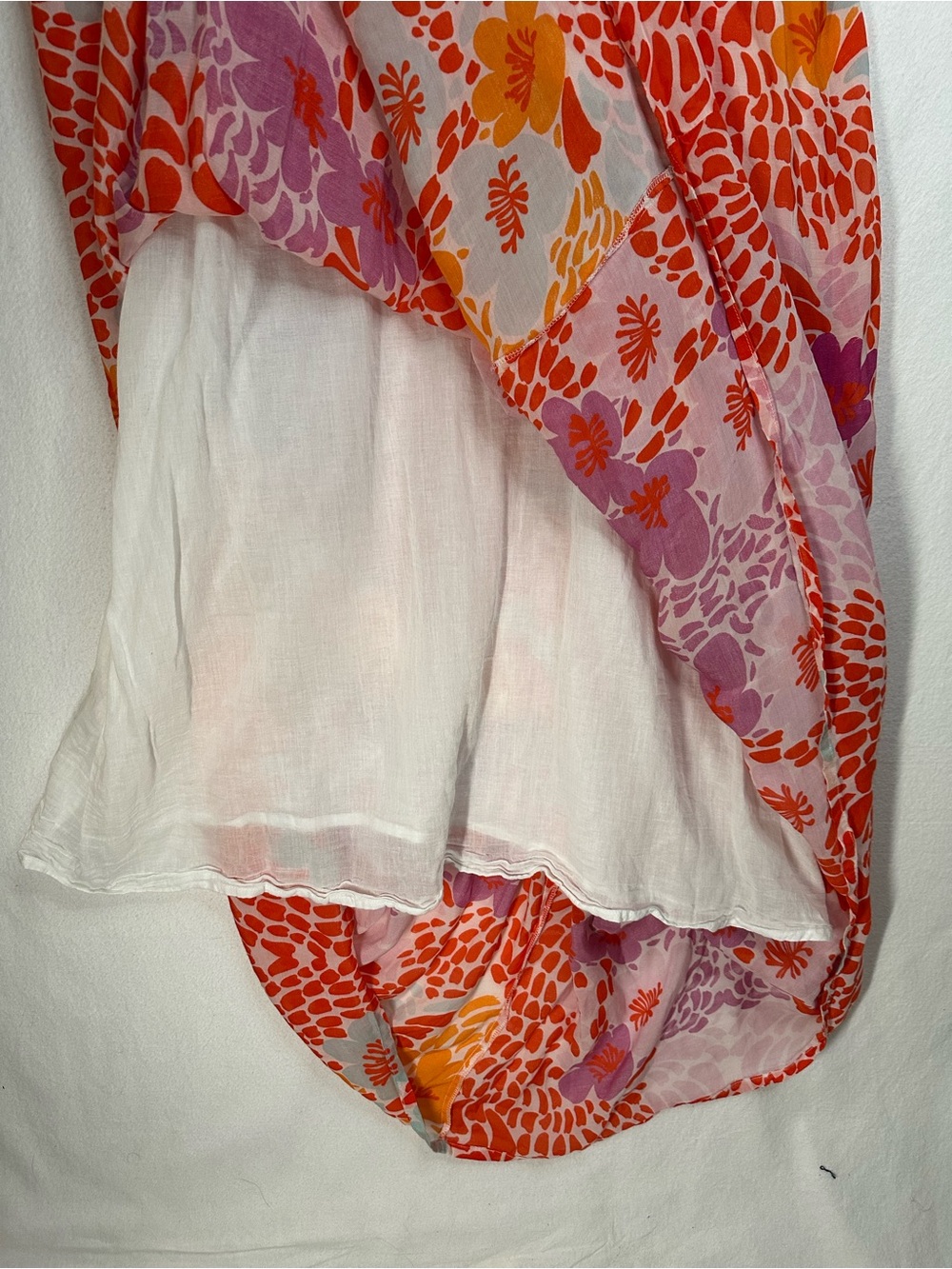 Oliphant Ruffle Maxi Dress Orange Floral Size L Large Vibrant Tropical Resort - Picture 15 of 15
